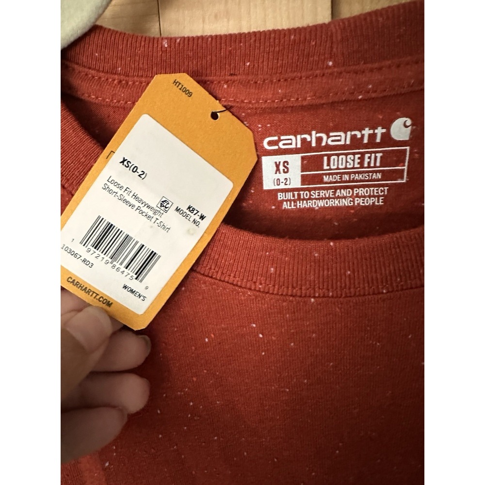 Carhartt Women's Loose Fit Heavyweight Short Sleeve Pocket T-Shirt Sz XS Orange - Picture 4 of 7